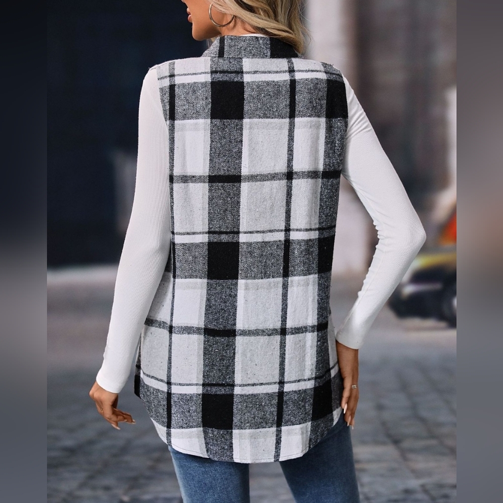 Sarah Plaid Charm Vest - Gray - Picture 4 of 9